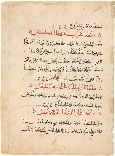 Tekstside fra en Materia Medica af Dioscorides af Abdallah ibn al Fadl (Iraq)