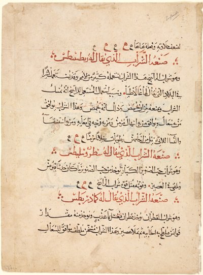 Tekstside fra en Materia Medica af Dioscorides, ca. 1224. af Abdallah ibn al Fadl