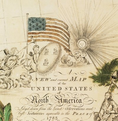 Amerikas første nationale kort, 1784 af Abel Buell