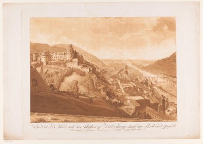 Ansigt på den nordøstlige del af Heidelberg med Heidelberg Slot til venstre Øst- og nordsiden af ​​Heidelberg Slot, inklusive byen og området (titel på objektet) af Abel Schlicht