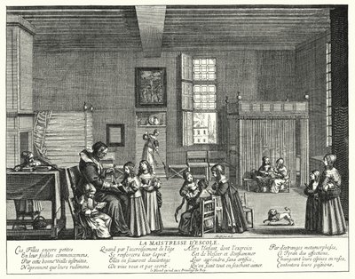 Skolemesterinden (gravering) af Abraham (after) Bosse