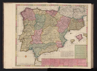 Kort over Spanien og Portugal Way-Pointer of the Military Tours i Spanien og Portugal / Theatrum Martis in Hispania et Portugallia (titel på objekt) af Abraham Allard