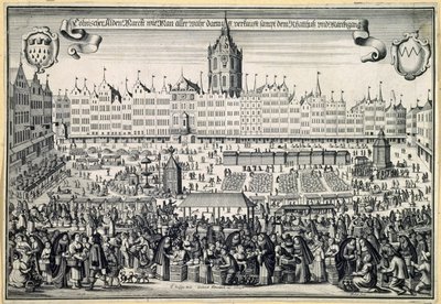 Det gamle marked i Köln, ca. 1660 af Abraham Aubry