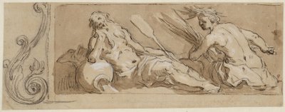 En flodgud og Ceres i en dekorativ ramme af Abraham Bloemaert