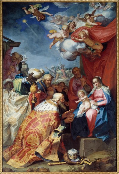 Tilbedelse af Magi. Maleri af Abraham Bloemaert (1564-1651) af Abraham Bloemaert