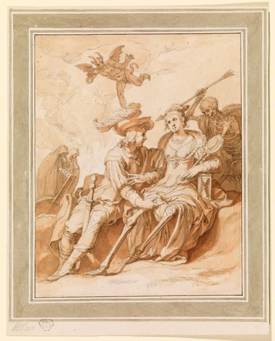 Death and the Lovers - Allegory of "Vanitas", 1620 - 1630 ca. af Abraham Bloemaert