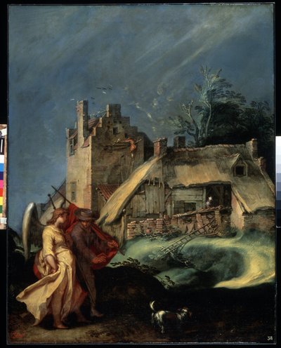 ""Den unge Tobias og englen (ærkeenglen Rafael)"" (Landskab med Tobias og englen) Maleri af Abraham Bloemaert (1566-1651) 1610-1615 Dim. 139x107,5 cm Eremitagemuseet, Sankt Petersborg (St. Petersborg) af Abraham Bloemaert