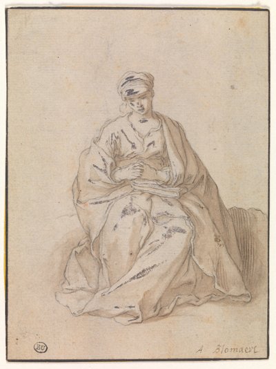 Maria, siddende med en bog af Abraham Bloemaert