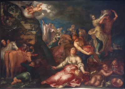 Moses slår vand ud af klippen af Abraham Bloemaert