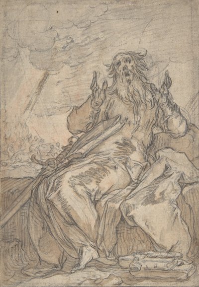 Saint Paul Seated, med sin omvendelse i baggrunden, slutningen af det 16.-midten af det 17. århundrede. af Abraham Bloemaert