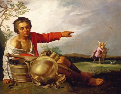 Hyrdedreng peger på Tobias og englen af Abraham Bloemaert