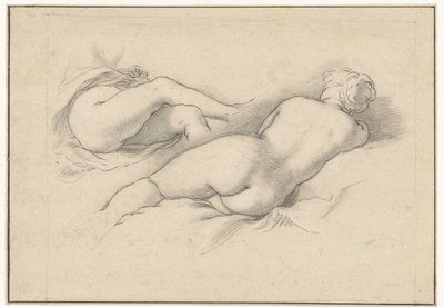 Studier af en tilbagelænet nøgen kvinde af Abraham Bloemaert