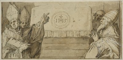 De fire latinske kirkefædre foran et alter af Abraham Bloemaert