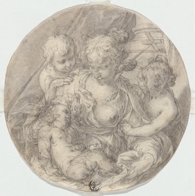 Madonnaen med Kristusbarnet, med spædbarnet Johannes Døberen og et andet barn (Caritas) af Abraham Bloemaert