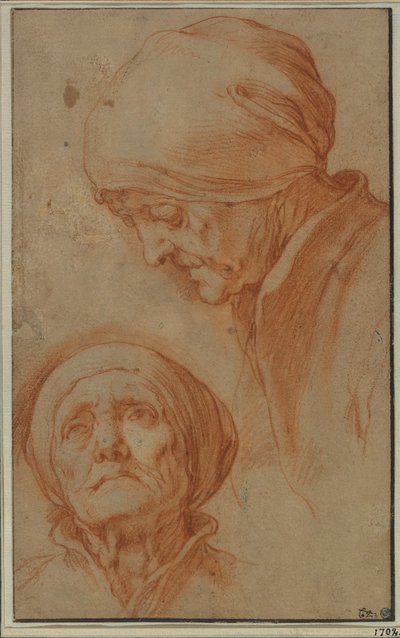 To studier af en gammel kvindes hoved af Abraham Bloemaert