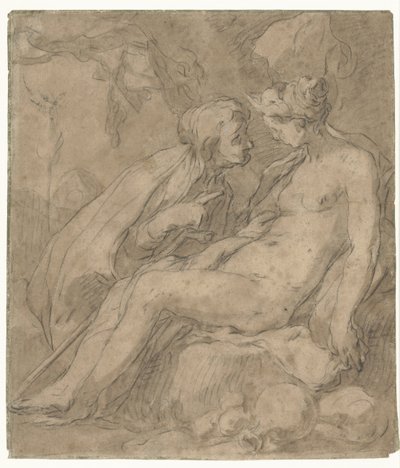 Vertumnus en Pomona (?) af Abraham Bloemaert