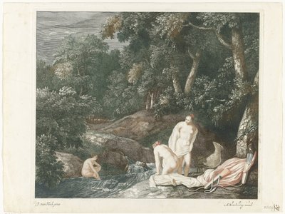 Diana og hendes nymfer bader i en flod af Abraham Bloteling