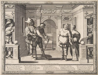Skuespillere på Hotel de Bourgogne, ca. 1633-34. af Abraham Bosse