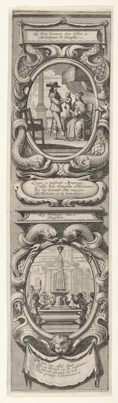 Allegorier til ære for Dauphinens fødsel, ca. 1638. af Abraham Bosse