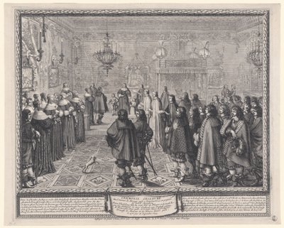 Ceremoni ved indgåelsen af ægteskabskontrakten af Abraham Bosse