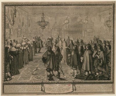 Ceremoni ved den ægteskabskontrakt, der blev indgået i Fontainebleau i deres majestæters nærvær mellem Vladislav 4., konge af Polen og Sverige [...] af Abraham Bosse
