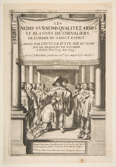 Frontispice til Pierre dHoziers Riddernes navne, øgenavne, kvalitet, våben og våbenskjolde..., 1634. af Abraham Bosse