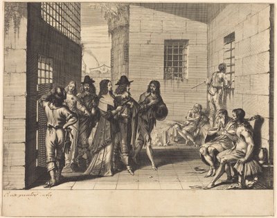 Fornemme folk besøger et fængsel af Abraham Bosse