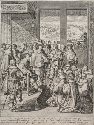 Ludvig XIII modtager en deputation af magistrater af Abraham Bosse