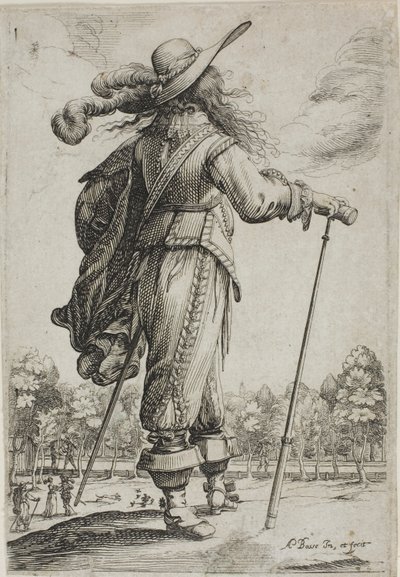 Mand med stok, set bagfra, fra Den franske adelshave af Abraham Bosse