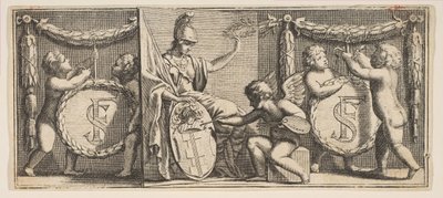 Minerva and the Arms of François Sublet de Noyers Malet af Geniu..., midten til slutningen af det 17. århundrede. af Abraham Bosse