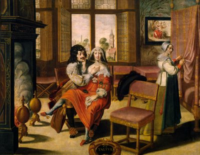 Sense of touch, ca 1635, af Abraham Bosse (1604-1676), efter maleri fra serie af 5 af ukendt kunstner, Frankrig af Abraham Bosse