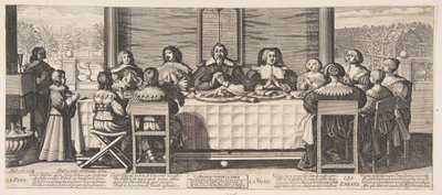 Velsignelsen ved bordet, ca. 1635. af Abraham Bosse