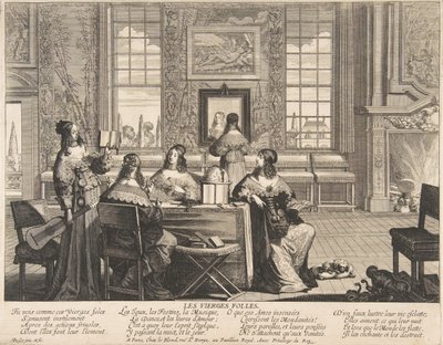 The Foolish Virgins Conversing, ca. 1635. af Abraham Bosse