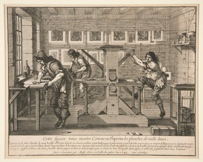 Printerne i deres arbejdsværelse, fra serie af kunstnere i deres studier af Abraham Bosse
