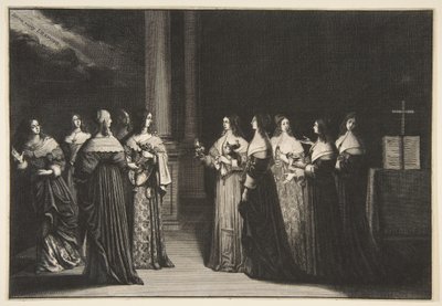 De kloge jomfruer nægter at give olie til de tåbelige jomfruer af Abraham Bosse