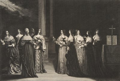 De vise jomfruer nægter olie til de tåbelige jomfruer, ca. 1635. af Abraham Bosse
