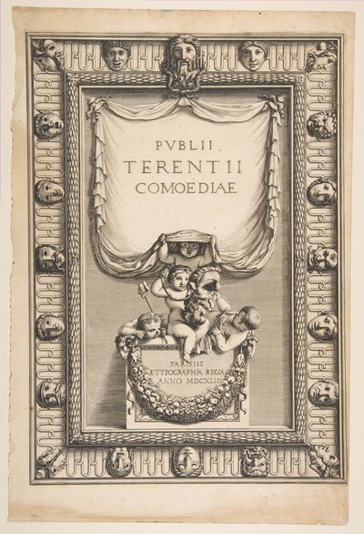 Titelside: Komedier af Terence Publii Terentii Comoediae, 1642. af Abraham Bosse