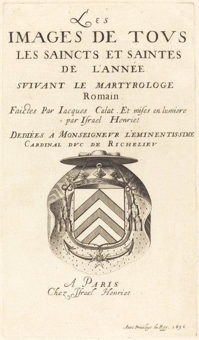Titelside til Callots "The Calendar of Saints" af Abraham Bosse