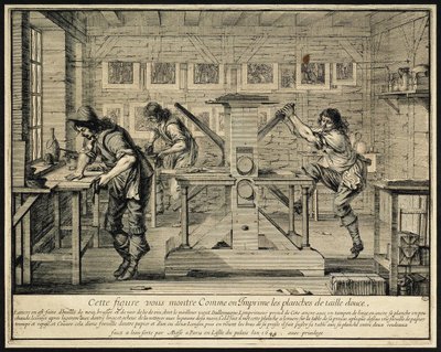 En gravørs værksted, 1642 af Abraham Bosse