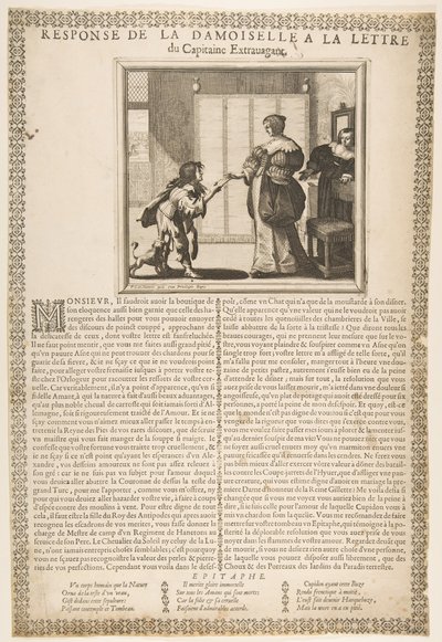Ung Frues svar på kaptajnens brev, ca. 1636. af Abraham Bosse