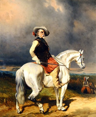 Cavalier on a White Horse (olie på lærred) af Abraham Cooper