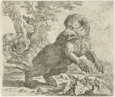 Bjørn angrebet af hunde Forskellige dyr (serietitel) af Abraham Danielsz. Hondius