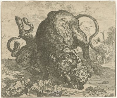 Leopard og Tyr Forskellige dyr (serietitel) af Abraham Danielsz. Hondius