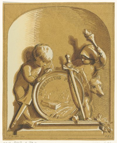 Allegori med to putti af Abraham Delfos