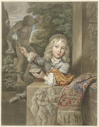 Bobleblæsende dreng af Abraham Delfos