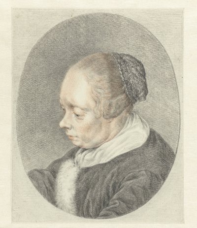 The Spinster (detalje af kvindens hoved) af Abraham Delfos