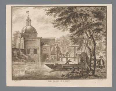 Udsigt over Koepoort i Leiden Koporten (titel på objekt) af Abraham Delfos