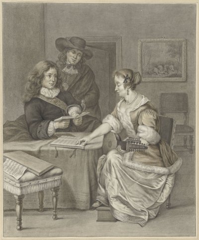 Et par laver musik, en mand ser på af Abraham Delfos