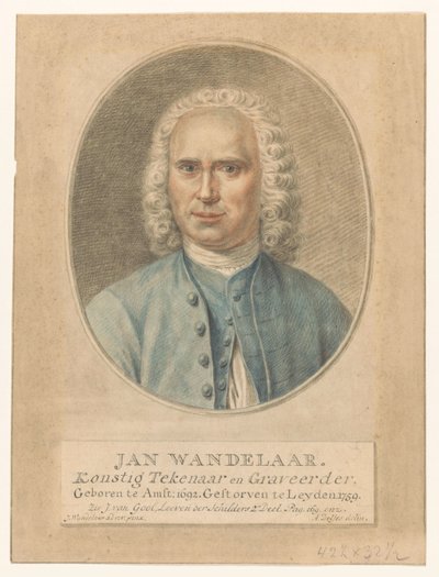 Portræt af Jan Wandelaar John Walker. Konstig tegner og gravør (titel på objekt) af Abraham Delfos