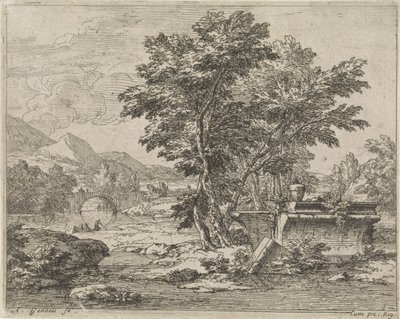 Landskab med en klassisk ruin Landskaber (serietitel) af Abraham Genoels
